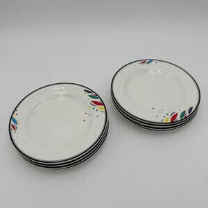 Vintage Bread Plates Mikasa Natures Pallet Postmodern 90s Geometric 6.5" Set/6
